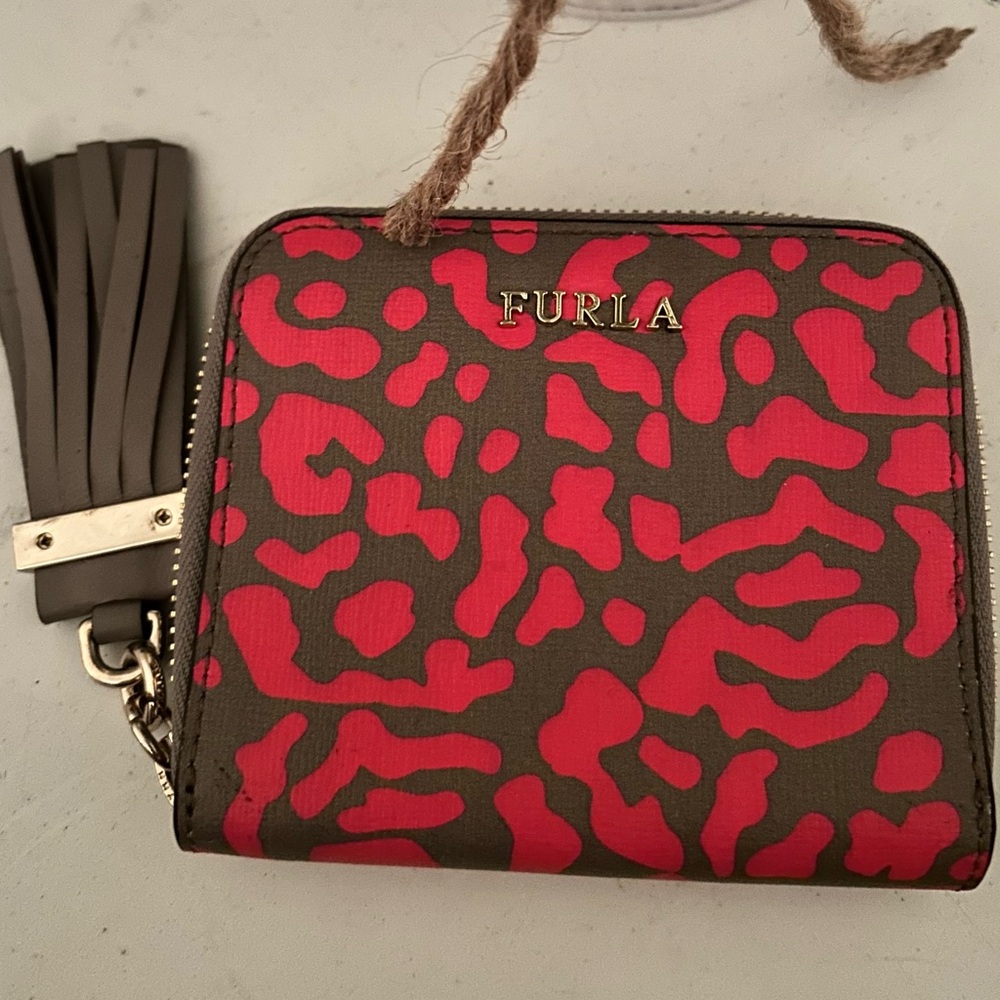 Furla Red and Brown Patterned Wallet
